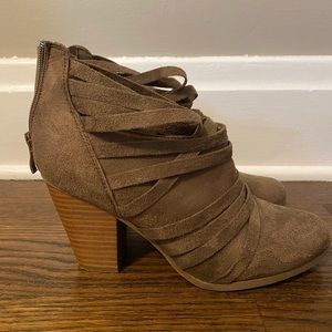 Size 9 light brown suede booties. GUC.